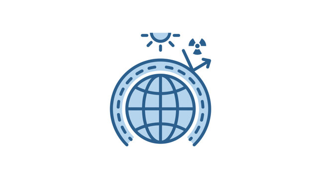 An icon representing the Earth protected by an atmospheric shield from solar radiation.
