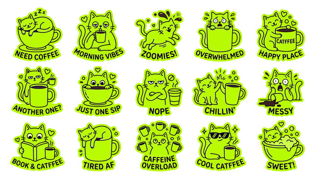 Cute Cat Coffee Illustrations: Morning Vibes to Caffeine Overload
