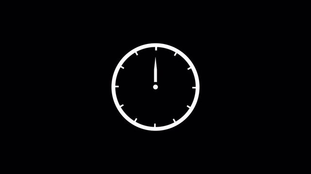 Time lapse of spinning clock animation in 12 Hour. Seamless motion animated footage, clock face animation video 4k.