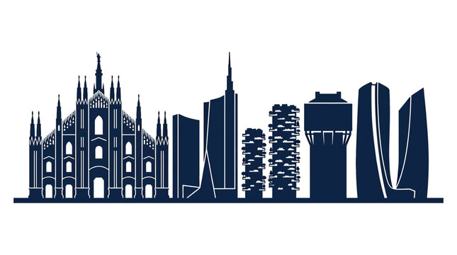 Milan Skyline Silhouette: Duomo, Bosco Verticale, Modern Skyscrapers