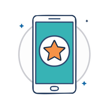 Smartphone with star icon on screen