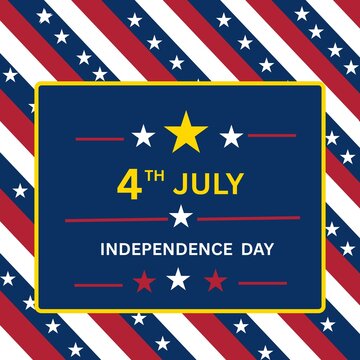 Happy 4th of July Independence Day Celebration Banner with Stars and Stripes