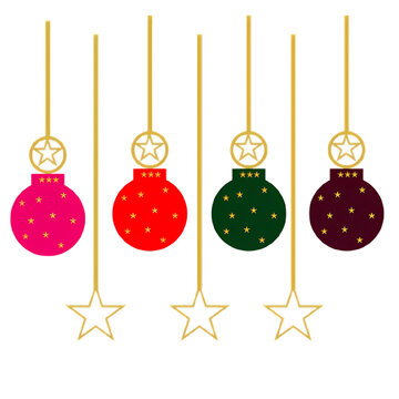 Elegant Christmas Hanging Ornaments Collection Isolated on Transparent Background
