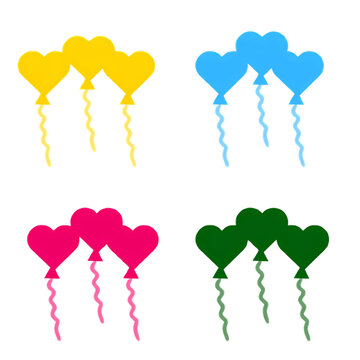 Colorful Heart Balloon Collection Isolated on Transparent Background