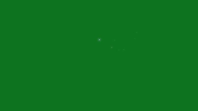 Glowing glitter sparkle star trail animation with twinkling fairy dust, shimmering white particle line, magic light burst, 2D doodle stars, seamless transition overlay on green screen 4K