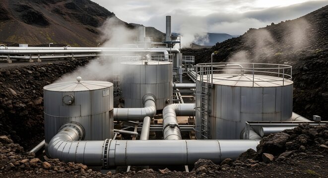 Geothermal Power Station in Volcanic Terrain