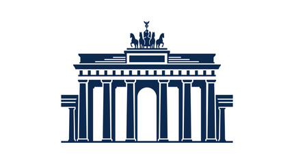 Brandenburg Gate Silhouette Icon, Berlin Landmark, Germany Travel Symbol, Dark Blue Vector Art © Ardhyapananisedu