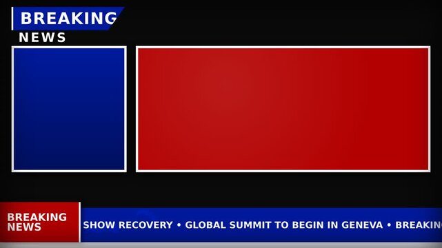 Breaking news broadcast template with scrolling ticker