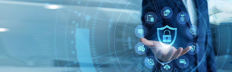 Network defender monitoring threats hand holding mobile phone enforcing Cybersecurity protocols protecting vital enterprise servers. Preventing data breaches and maintaining robust encryption. © Nexus Studio
