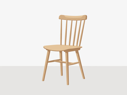 Classic wooden spindle back dining chair with natural finish.