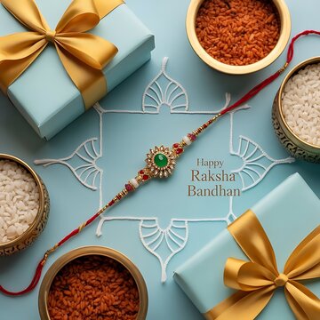 Traditional rakhi with gift arrangement.	
