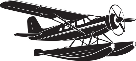 Vintage seaplane with pontoons flying © Masud