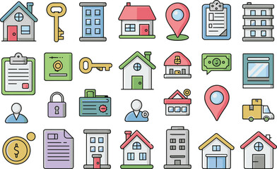 Naklejka premium Real estate and property icons set