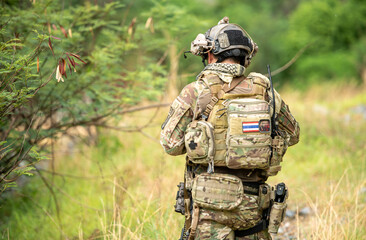 Fototapeta premium Military personnel maintain observation and perimeter security