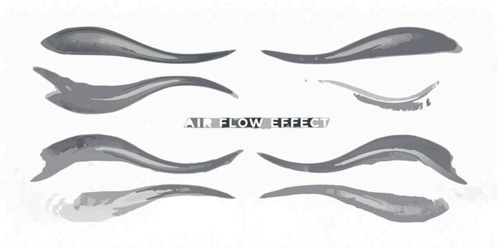 air flow effect vector illustrations on black background wind art illustration graphic design motion visual dynamic movement flowing streamline shape curved