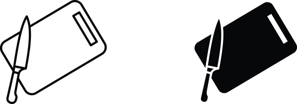 Cutting board and knife icon for website projects
