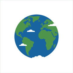 Fototapeta premium A flat vector illustration of planet Earth with clouds