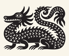 Fototapeta premium Abstract dragon Silhouette Collection – Organic Hand-Cut Vector Clipart