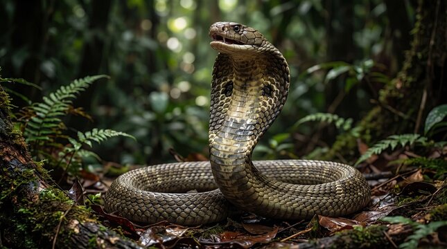 Defensive Cobra Snake with Hood Spread Wide