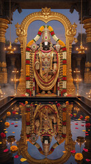 Obraz premium Divine Portrait of Lord Venkateswara (Tirupati Balaji) Adorned with Traditional Ornaments