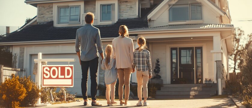 Family celebrates new home ownership together.