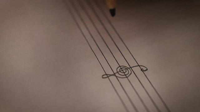 A close-up of a hand drawing or sketching small shapes and patterns with a pen on white paper in a creative workspace.