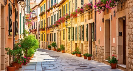 Obraz premium Charming Mediterranean Street Scene