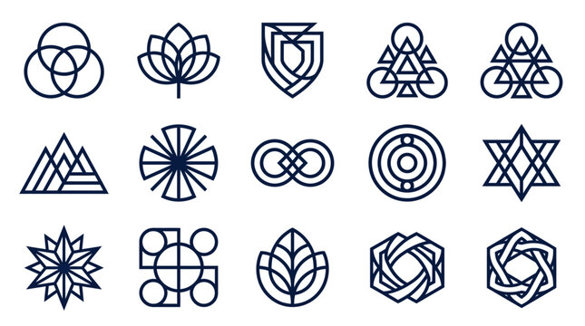 Geometric Logo Designs Collection: Modern Abstract Symbols and Icons