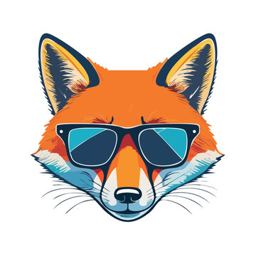 Cartoon fox face with sunglasses vector illustration