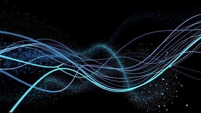 Glowing blue lines on black background 1.