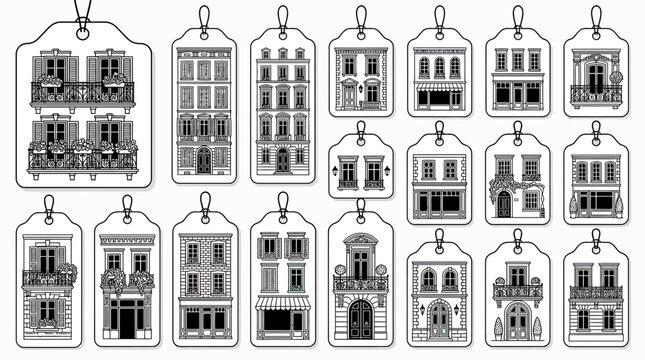Vintage Building Tags - Parisian Architecture Collection
