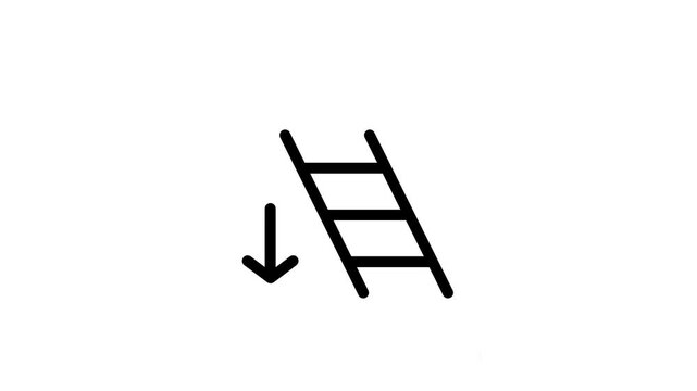 A ladder icon with a downward arrow symbolizing descending or going down into a lower level or basement area
