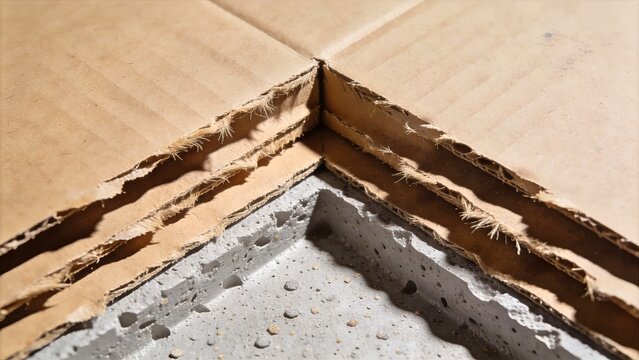 Analog Scanner Aesthetic Torn Kraft Cardboard L Shape on Molded Pulp
