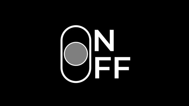 A toggle switch icon displaying ON and OFF text states representing a digital power button or enable disable control
