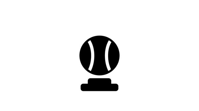A tennis ball resting on a flat surface or base representing a sports equipment icon for racket ball games