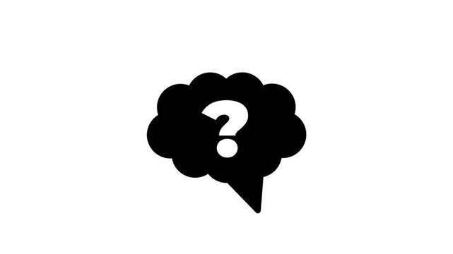 A brain icon with a question mark symbol inside representing curiosity confusion or unknown thinking and mental inquiry
