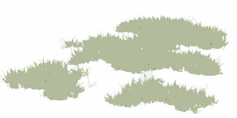 natural scattered grass clusters with varying density on white background vegetation botanical green plant flora eco environment landscape outdoor simple design © Pabitra