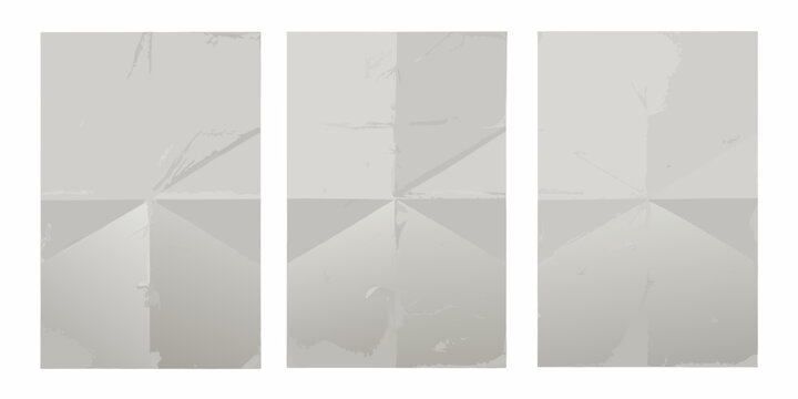 three vertical sheets of white paper with visible creases and folds texture folded wrinkles sheet stack document stationery minimalist simple design