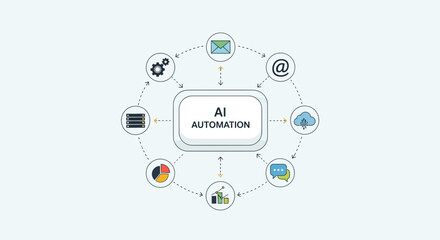 Fototapeta premium AI Automation Concept: Smart Technology Connecting Business Processes and Data