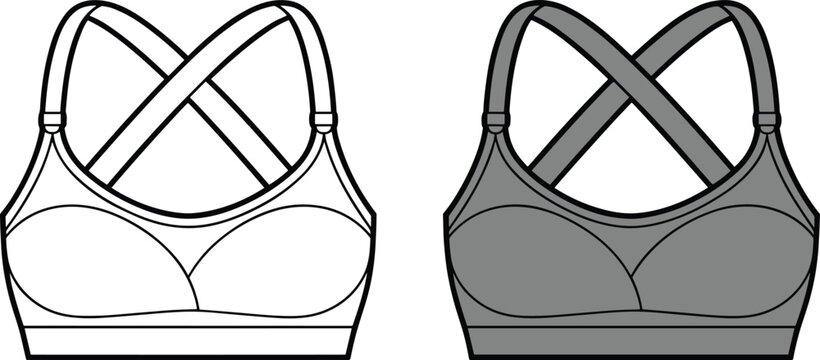 Comparison of a White and Gray Sports Bra with Criss- Cross Straps athletic wear activewear