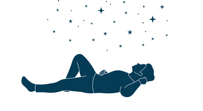 Woman lying on her back relaxed.