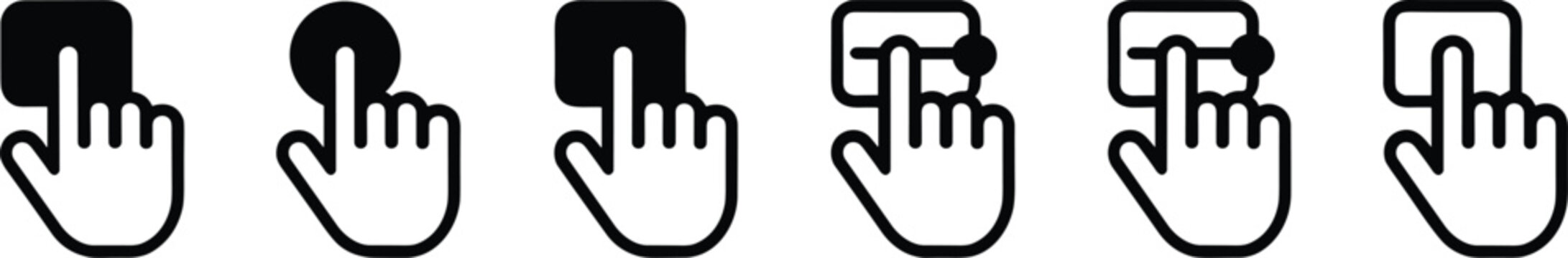Touchscreen Gesture Tap and Swipe Icons Set