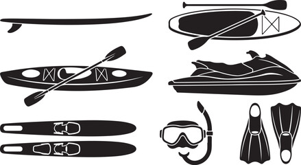 Black and white water sports icons set © Tawhid
