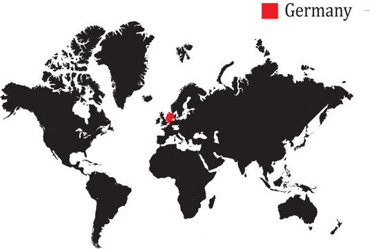 Map of Germany highlighted in red on world map travel and business concept vect