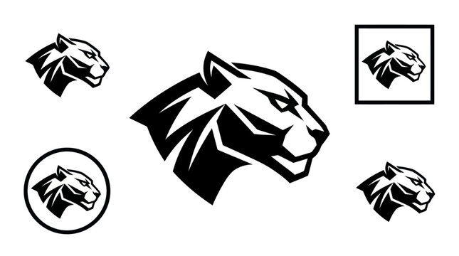 Black panther head profile logo collection.