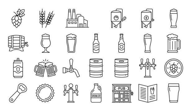 Brewery and Beer Outline Icon Collection