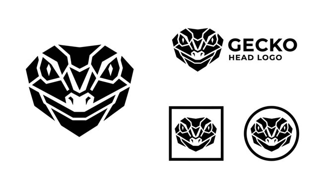 Geometric lizard and gecko head logo designs.