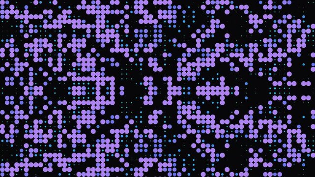 Dots arranged in a digital pattern on a dark screen