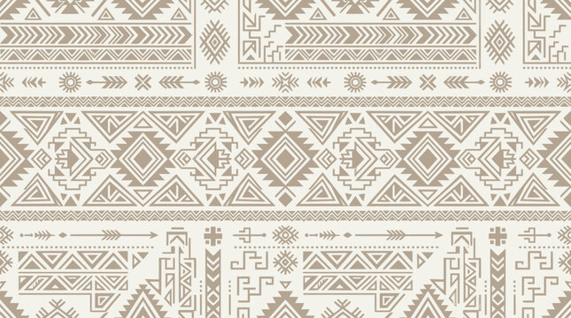 Brown and white aztec pattern seamless background