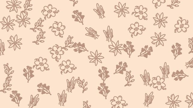 Suitable for elegant branding collateral, stationery, packaging. Delicate brown line art floral patterns for subtle yet refined aesthetic appeal.